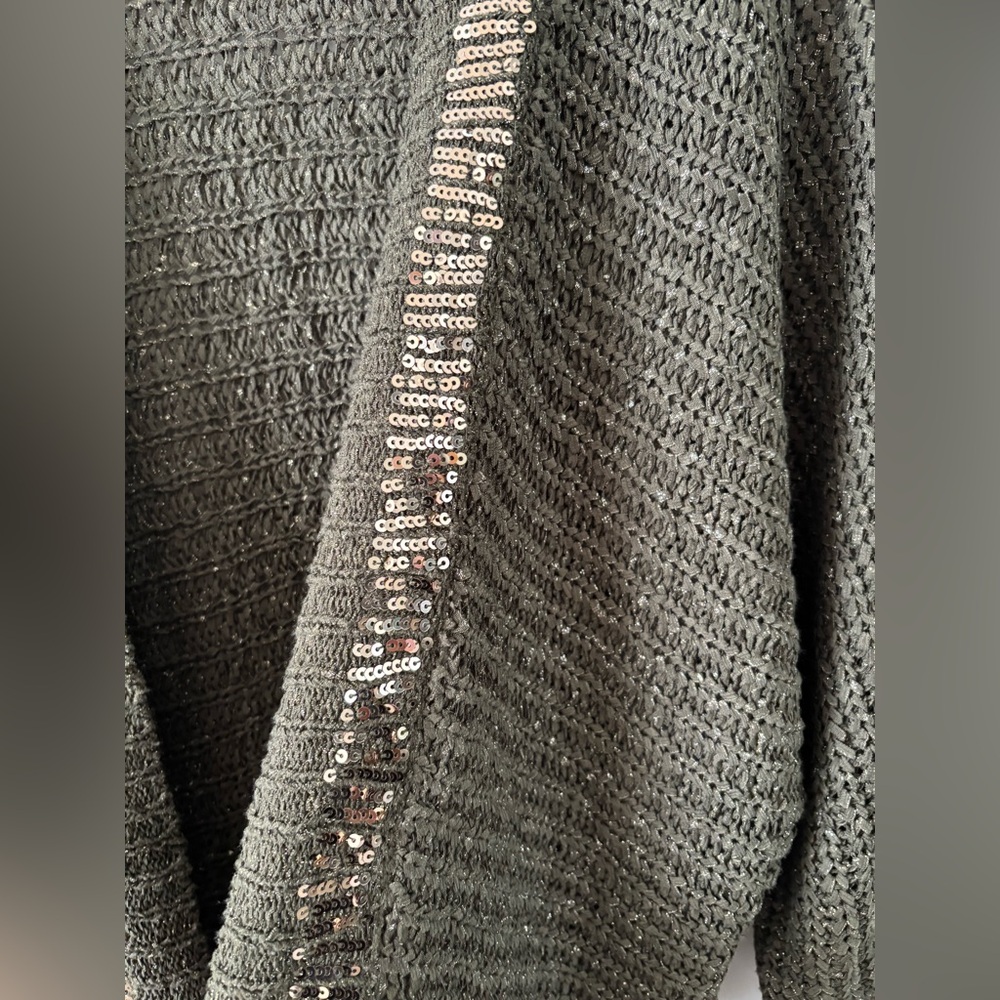 Chico’s Greta Green Sequins Trim Open Front Cardigan Size Large - Picture 6 of 6